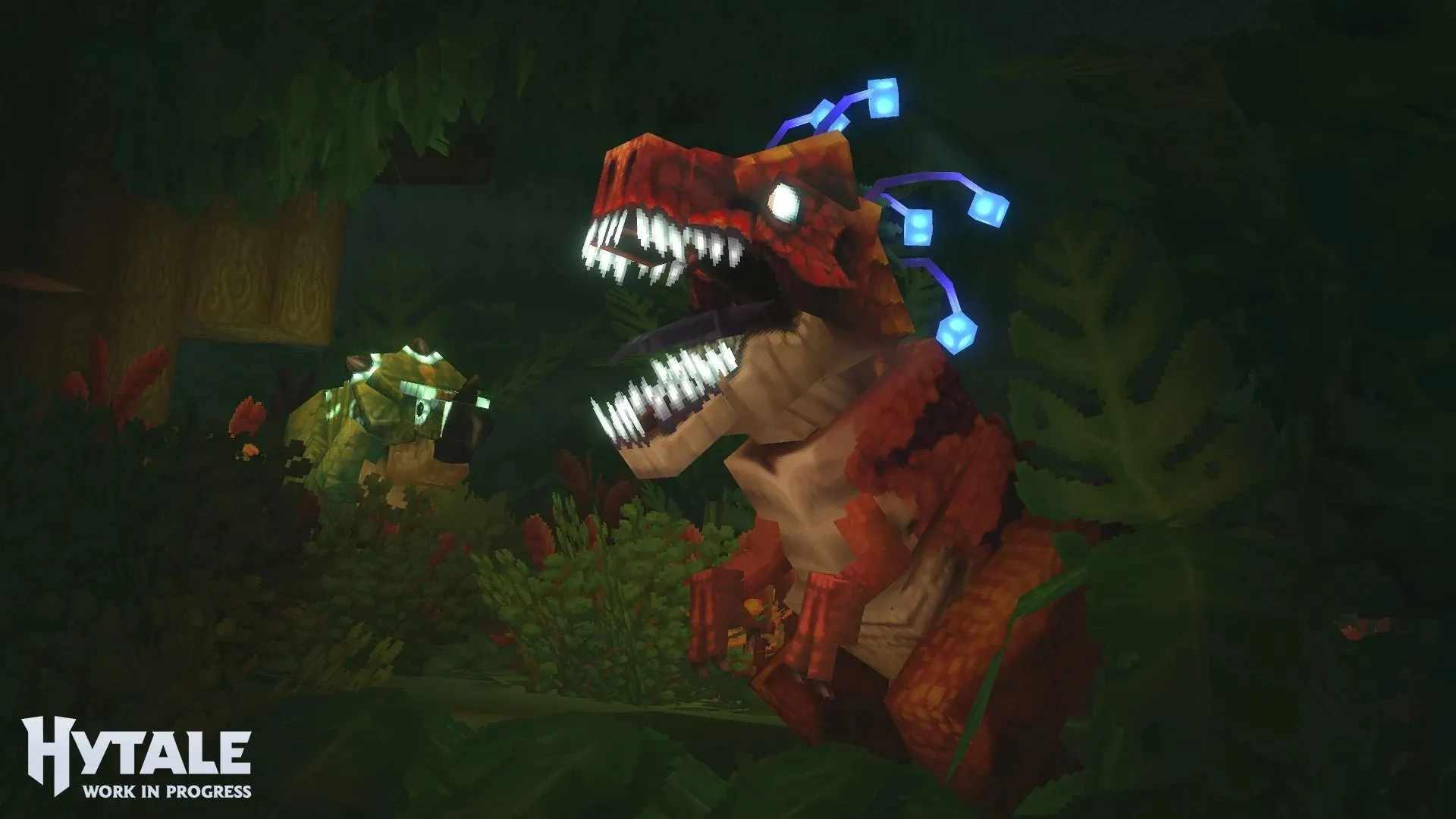 Arka planda Triceratops ile bir Cave-Rex