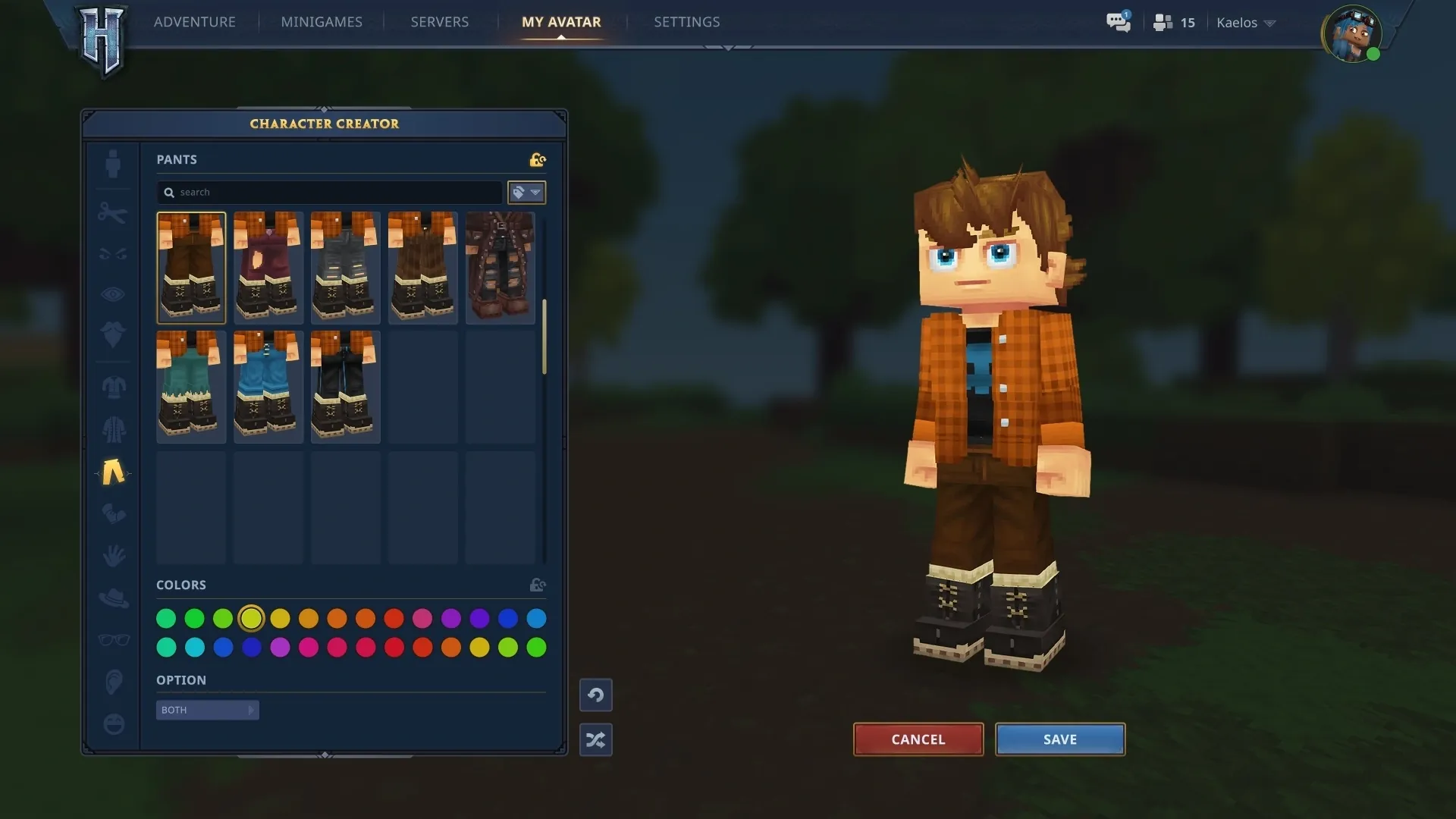 Character Creator (Karakter Oluşturucu) arayüzü