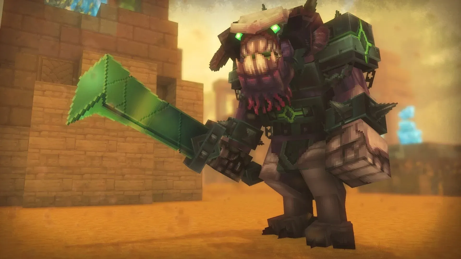 Bir kum fırtınasında yürüyen bir Void spawn